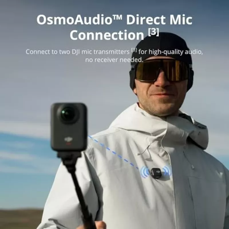 DJI Osmo 360 Adventure Combo CP.OS.00000442 8K 360° darbības kamera, 120 MP, 1/1,1 collu CMOS, 2 collu displejs, 128 GB, Wi-Fi, IP68