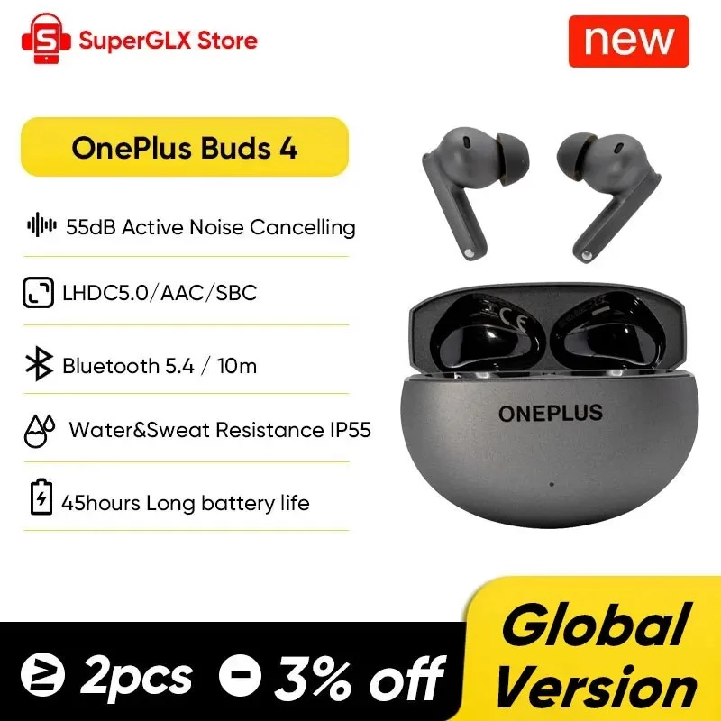 OnePlus Buds 4 globālā versija – patiesi bezvadu austiņas ar AI trokšņu slāpēšanu 55dB, IP55 ūdensizturība