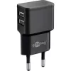 Wentronic goobay Divu USB lādētājs - Barošanas bloks - 12 vati - 2,4 A - 2 izejas porti (USB) - Melns (44951)
