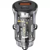 usams CC164CC01 30W auto lādētājs ar 1×USB-A un 1×USB-C ātrai uzlādei