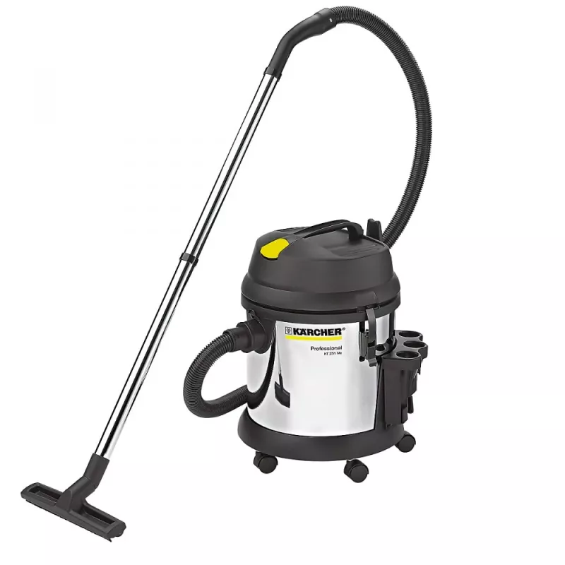 Slapjās un sausās tīrīšanas putekļsūcējs Karcher NT 27/1 Me Adv — 27 L metāla tvertne, 1380 W, 20 kPa vakuums
