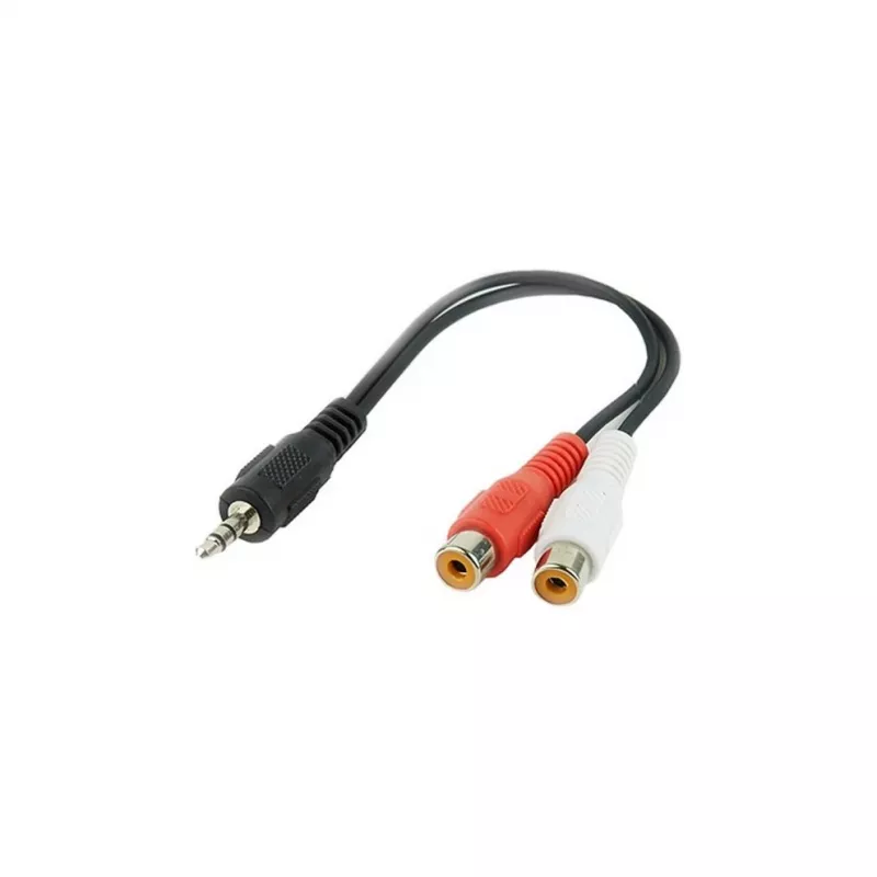 Audio Jack (3.5mm) uz 2 RCA kabelis GEMBIRD CCA-406 20 cm Melns