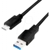 Logilink USB kabelis - USB Type A (siev.) uz USB-C (tēviņš) - USB 3.2 Gen 1 - 3 A - 1 m - Melns (CU0168)