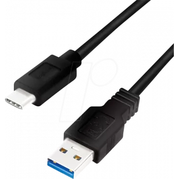 Logilink USB kabelis - USB Type A (siev.) uz USB-C (tēviņš) - USB 3.2 Gen 1 - 3 A - 1 m - Melns (CU0168)