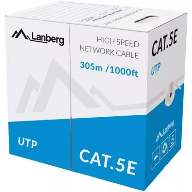 Tīkla kabelis LANBERG LCF5-11CC-0305-S Cat5e F/UTP, 24 AWG CCA, 305 m, pelēks