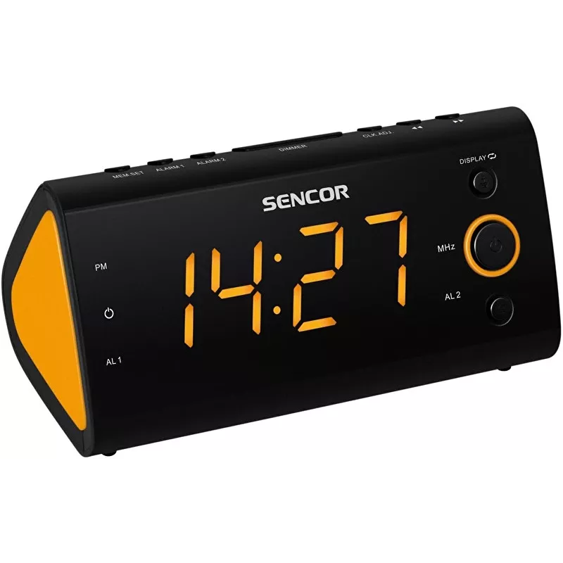 Modinātājpulkstenis SENCOR SRC 170 — PLL FM radio, 1.2 collu LED, dubultais modinātājs, iekštelpu temperatūra, rezerves baterija