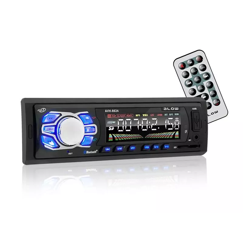 BLOW AVH-8624 auto radio, 1 DIN, FM RDS, Bluetooth, USB, SD/MMC, AUX, MP3, LCD ekrāns, tālvadības pults, melns