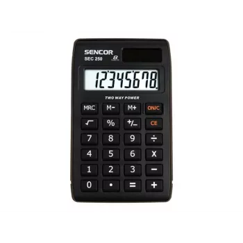 SENCOR SEC 250 kabatas kalkulators, 8 ciparu LCD, dubultā barošana