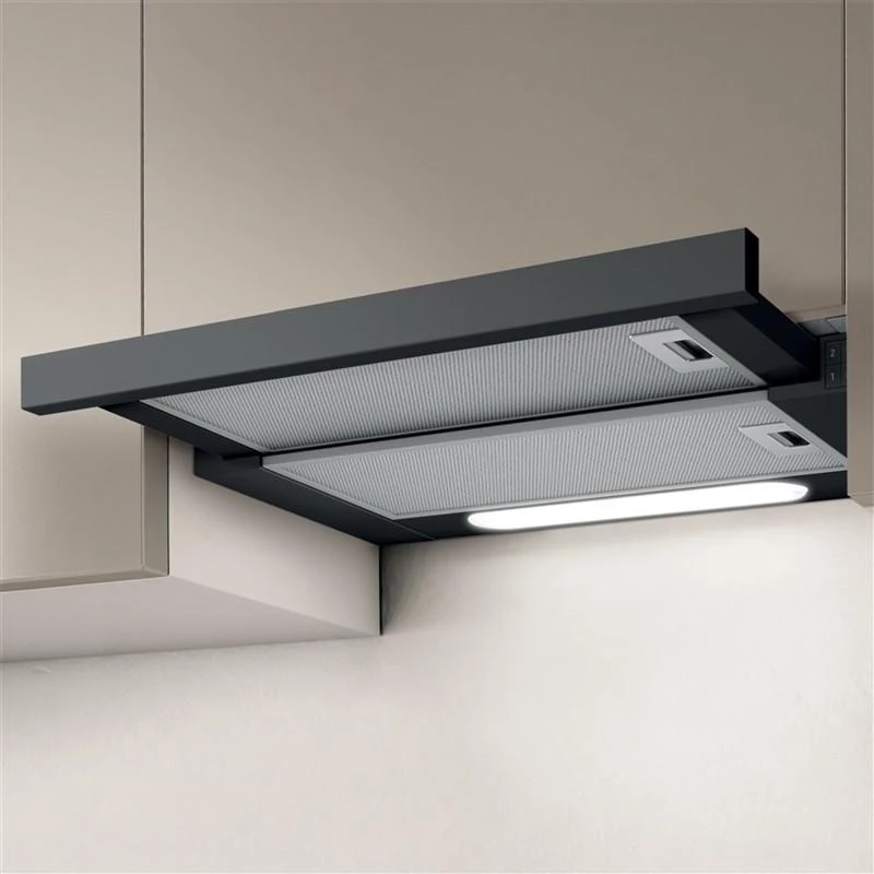 Iebūvējamā tvaika nosūcējs Elica Elite 14 LUX 60 BL — 598 mm, 368 m³/h, melns