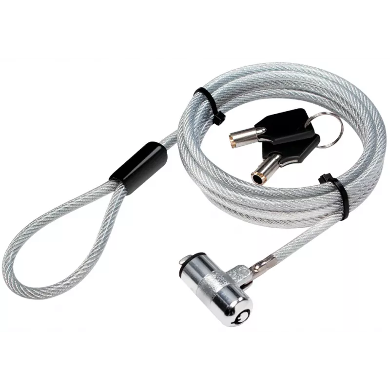 LogiLink NBS009 portatīvā datora drošības tauva ar atslēgu, 1,8 m, T veida gals, 1,5 cm, 2 atslēgas, plāna, sudrabkrāsas