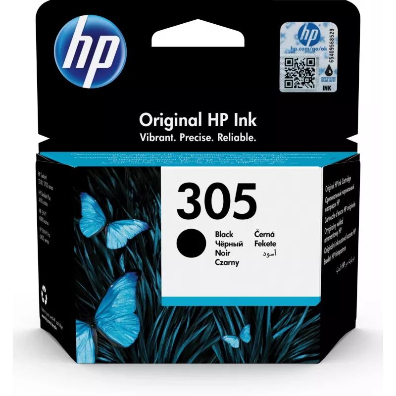 HP 305 Black Original Ink Cartridge, Melna, 1 gab., 120 lapas