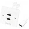 LogiLink AH0015 HDMI sienas ligzda, 2 porti, balta