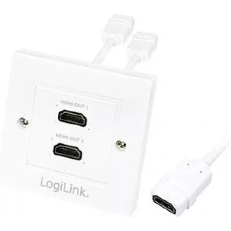 LogiLink AH0015 HDMI sienas ligzda, 2 porti, balta