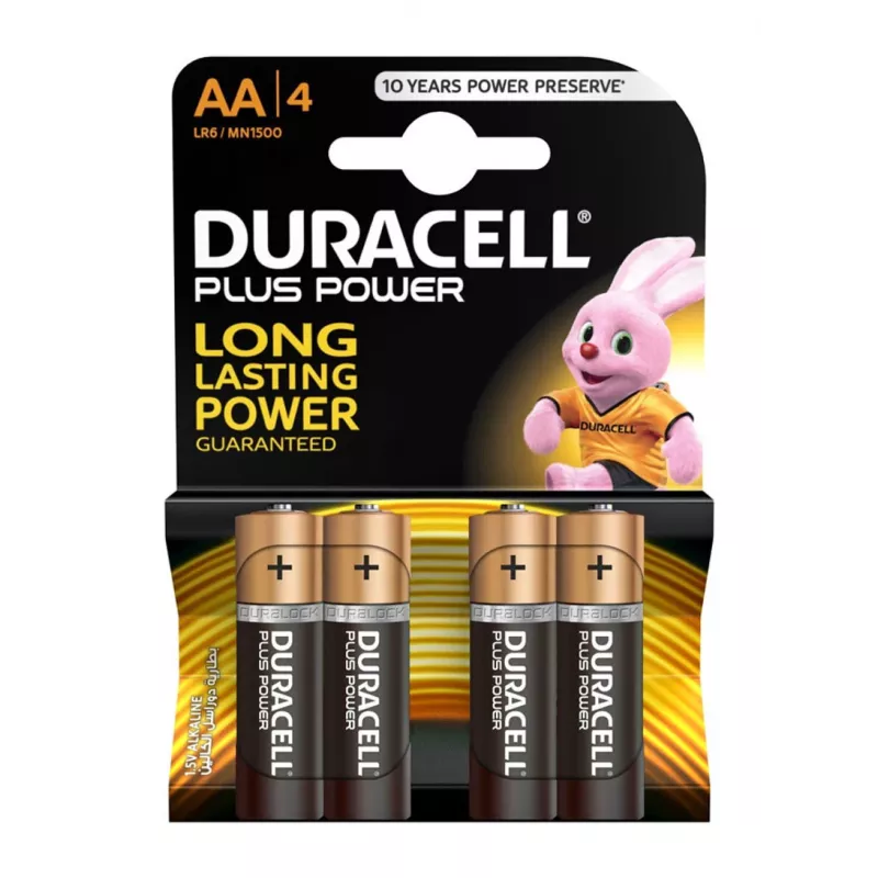 Duracell Basic AA/LR6 sārma baterijas, 4 gab. iepakojumā