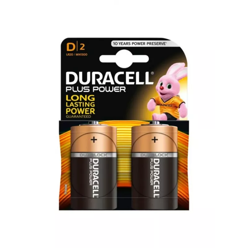 Baterijas Duracell Basic D (R20) — iepakojums 2 gab., primārās cinka-oglekļa šūnas