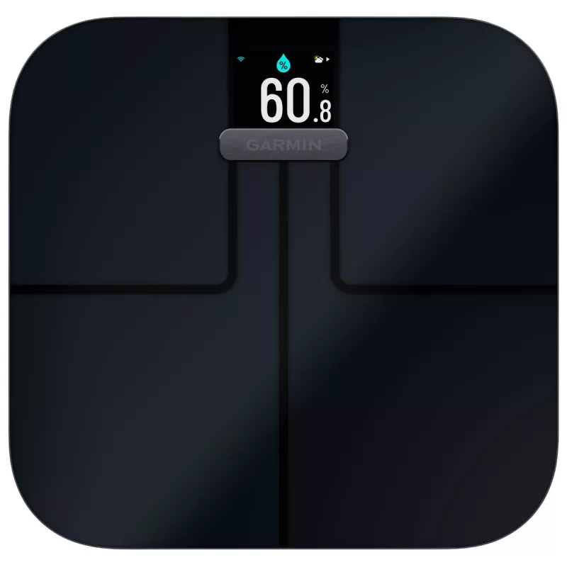 Elektroniskie personīgie svari GARMIN Index S2 — melni, max 181.4 kg, Wi‑Fi/Bluetooth, ķermeņa sastāvs