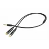 Gembird CCA-417M audio adapteris, 4 kontaktu 3,5 mm spraudnis uz 2x 3,5 mm ligzdas, 0,2 m, melns