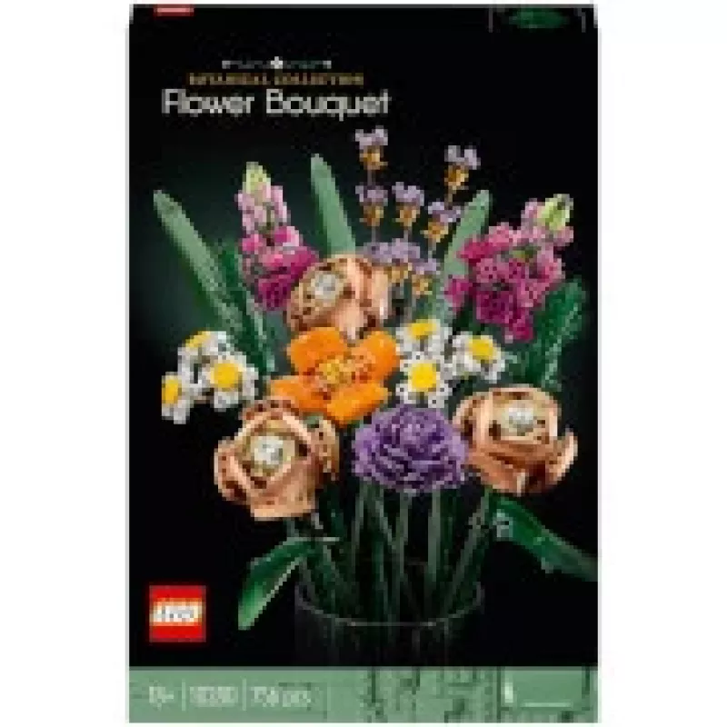 LEGO 10280 Icons Ziedu pušķis — Mākslīgo ziedu komplekts pieaugušajiem, dekoratīvs mājas aksesuārs, dāvanu ideja sievietēm un vīriešiem