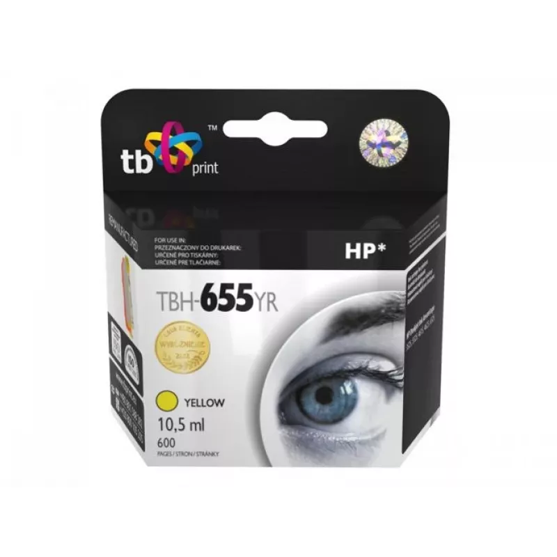 TB saderīga tintes kasetne HP 655, dzeltena, atjaunota