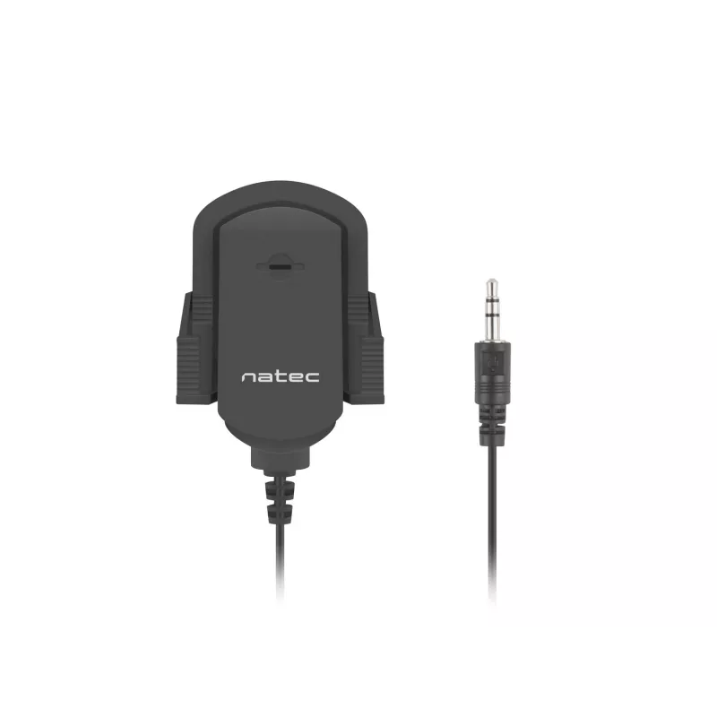 Saspraužamais mikrofons NATEC NMI-1352, vads 3.5 mm, jutība -58 dB, 50–16000 Hz, 1.8 m kabelis, 20 g