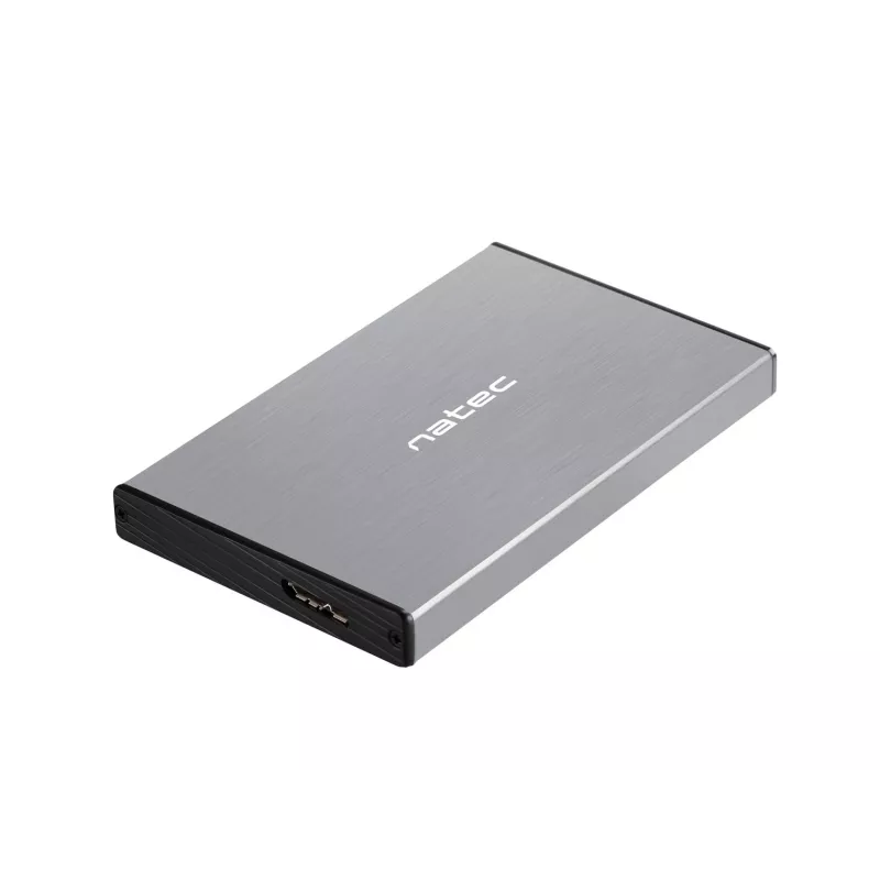 Ārējais HDD/SSD korpuss NATEC Rhino GO — 2.5 collu SATA, 9.5 mm, USB 3.0, alumīnijs, pelēks, līdz 4 TB