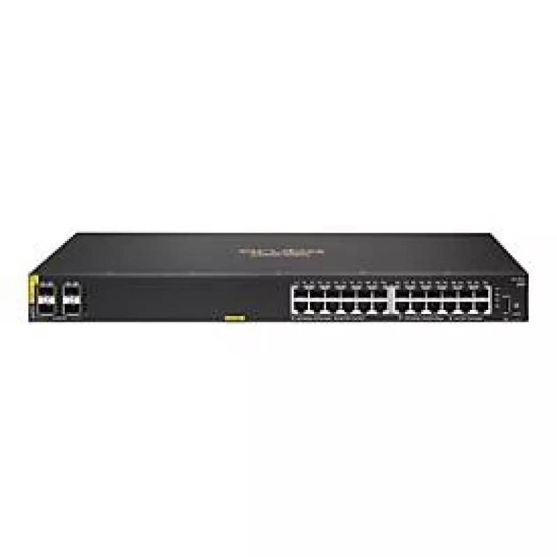 HPE Aruba Networking CX 6100 24G Class4 PoE 4SFP+ 370W Pārvaldāms L3 Gigabit Ethernet (10/100/1000) Power over Ethernet (PoE) 1U Melns