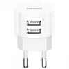 USAMS US-CC080 T20 Divu USB Apaļš Ceļojumu Lādētājs, 10.5W, Balts