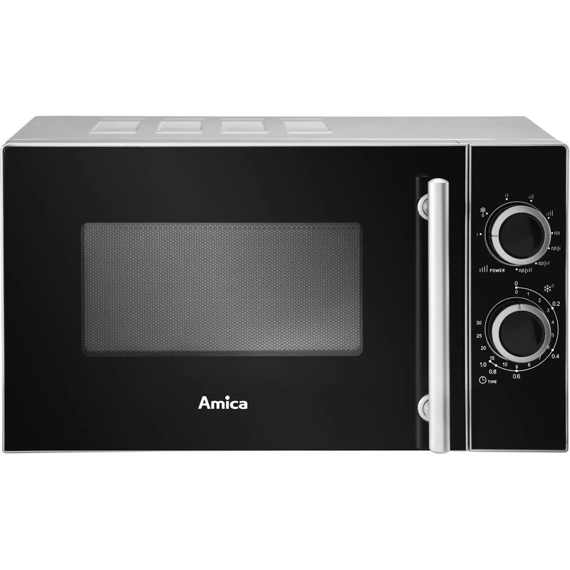 Amica AMGF20M1GS mikroviļņu krāsns ar grilu, 20 L, 700 W, melna/sudraba
