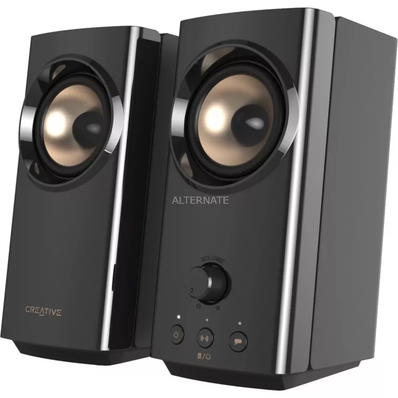 CREATIVE T60 2.0 kompaktie Hi-Fi galda skaļruņi ar skaidru dialogu un Surround skaņu, Sound Blaster SmartComms Kit, USB-C audio un mikrofona pieslēgvietām