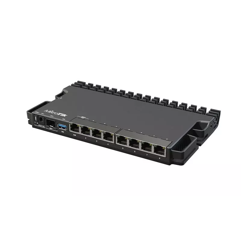 Vadu maršrutētājs MikroTik RB5009UG+S+IN — 1x RJ-45, 7x Gigabit vara, 1x SFP+, PoE, DC, 2.5GbE interfeiss, melns