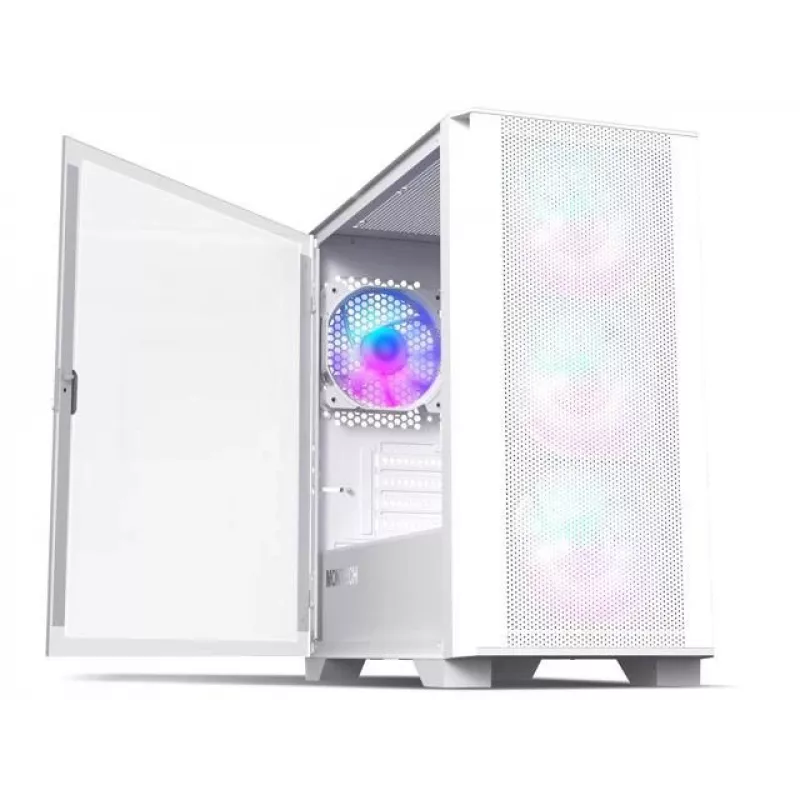 Montech AIR 100 ARGB Mikro-ATX Tornis ar Četriem ARGB Ventilatoriem, Īpaši Minimālistisks Dizains, Smalka Priekšējā Panela Siets, Augsta Gaisa Plūsma, Unikāls Sānu Panelis