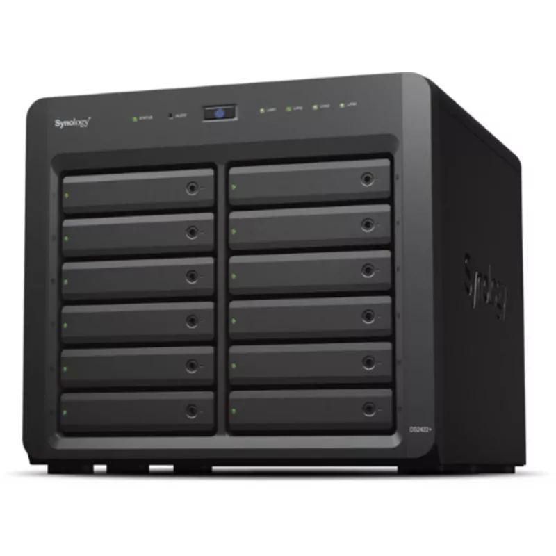 NAS Synology DS2422+ tornis, 12 nodalījumi, AMD Ryzen V1500B, 4 GB DDR4