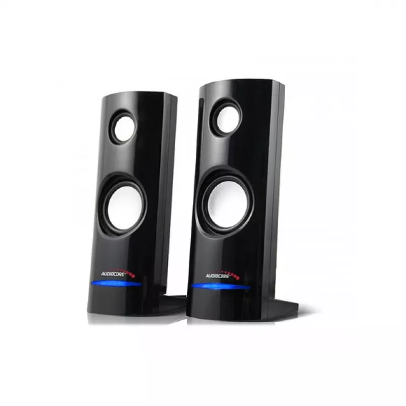 2-virzienu vadu PC skaļruņi Audiocore AC860, 2.0 kanāli, 4 W RMS, USB barošana, 3.5 mm ieeja, melni