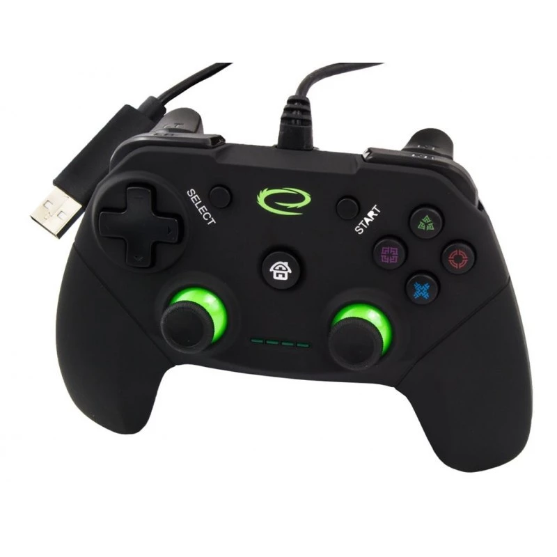 Spēļu kontrolieris ESPERANZA EGG110K vadu USB ar vibrāciju, 12 pogām, 1,5 m kabelis — PC un PS3