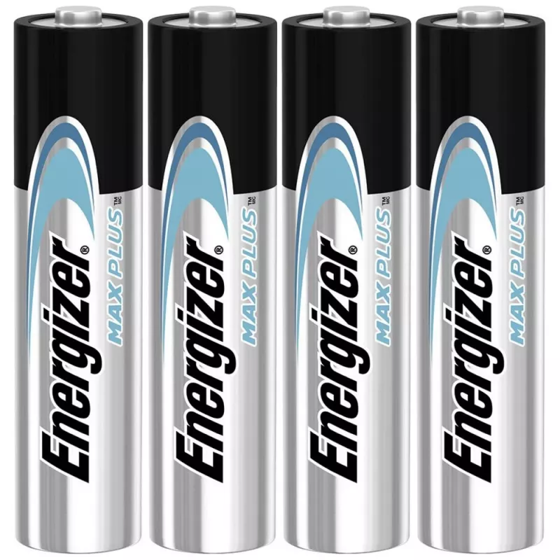 Vienreizējās lietošanas baterijas Energizer MAXPLUS AAA 4 iepakojumā, sārma, 1.5V, darba temperatūra -18–55°C