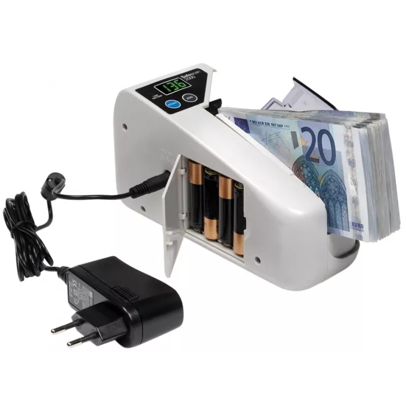 Safescan 2000 portatīvais banknošu skaitītājs, 600 banknošu/min, darbināms ar baterijām vai no tīkla
