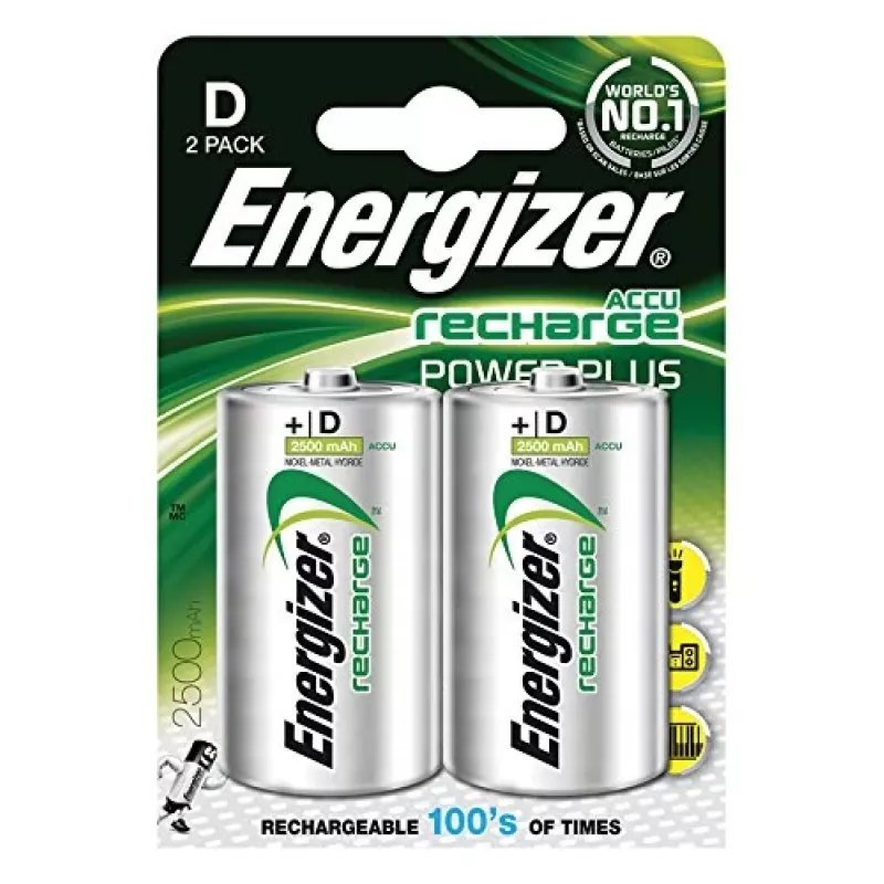 Energizer NiMH uzlādējamās D baterijas 2500mAh - 2 iepakojums