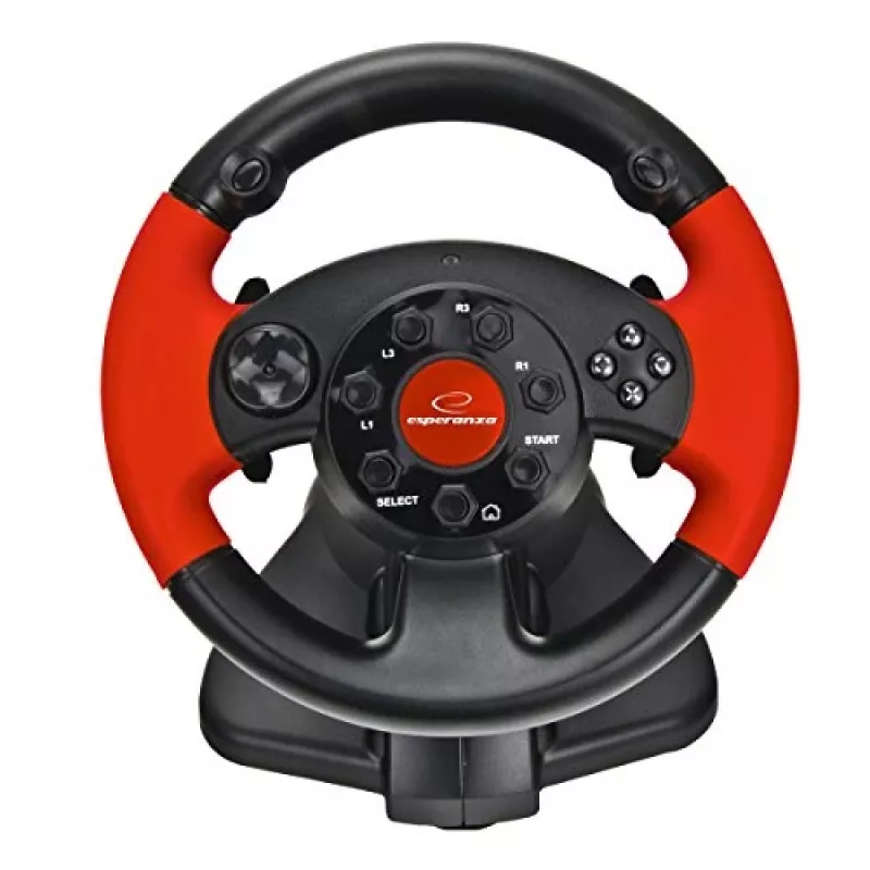Stūre ESPERANZA EG103 spēļu kontrolieris — PC/PS2/PS3, 13 pogas, vibrācija, akselerometrs, melns/sarkans