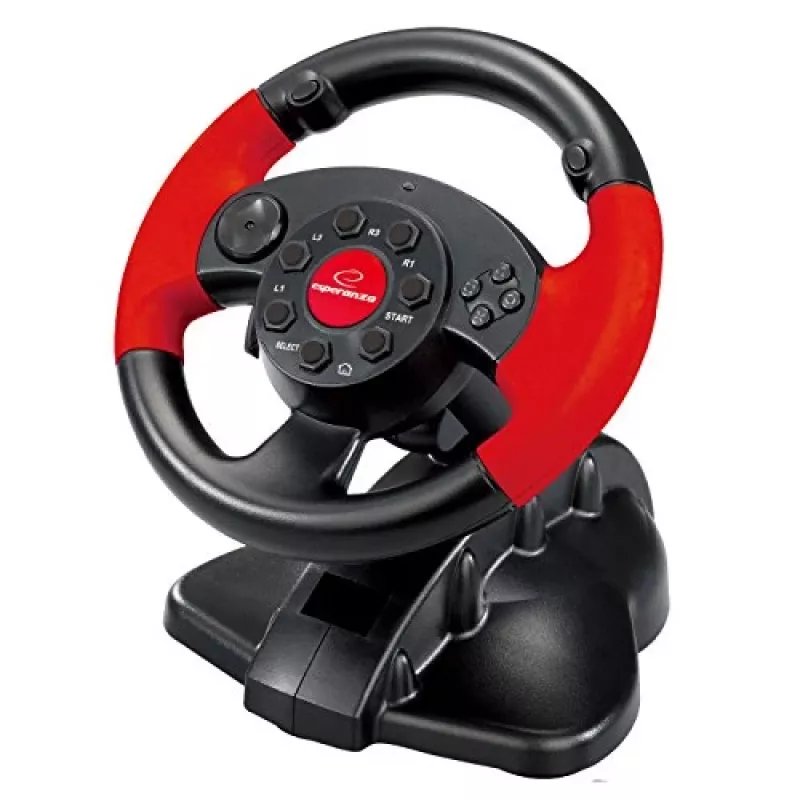 Stūre ESPERANZA EG103 spēļu kontrolieris — PC/PS2/PS3, 13 pogas, vibrācija, akselerometrs, melns/sarkans