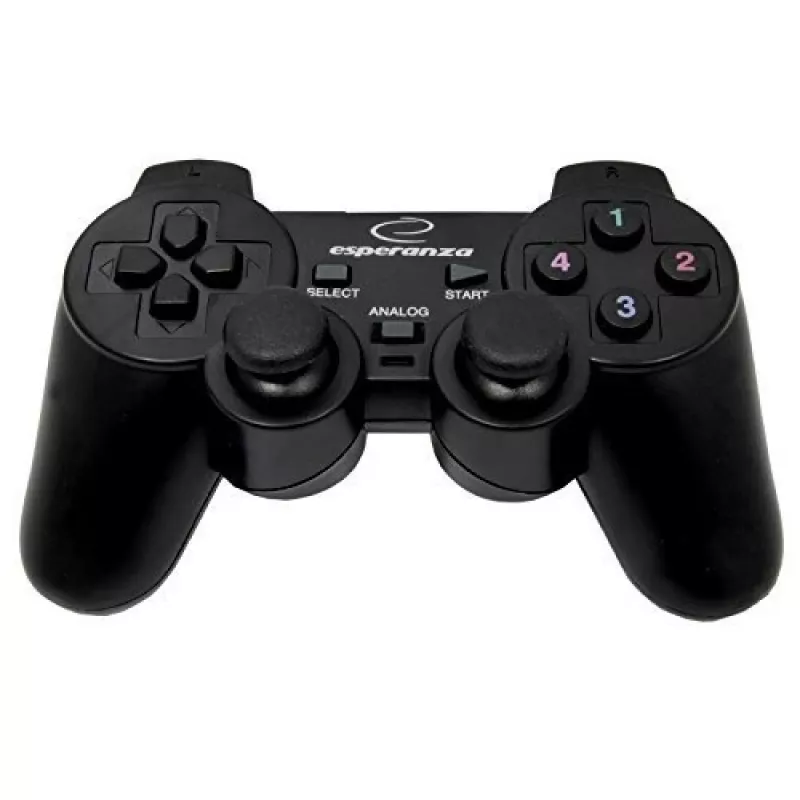Spēļu kontrolieris ESPERANZA EG102 vadu USB 2.0, PC/PlayStation 3 atbalsts, D-pad, vibrācija, melns