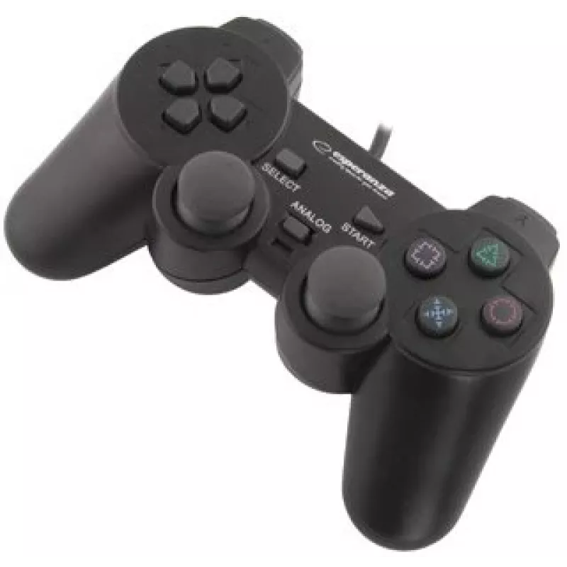 Spēļu kontrolieris ESPERANZA EG102 vadu USB 2.0, PC/PlayStation 3 atbalsts, D-pad, vibrācija, melns