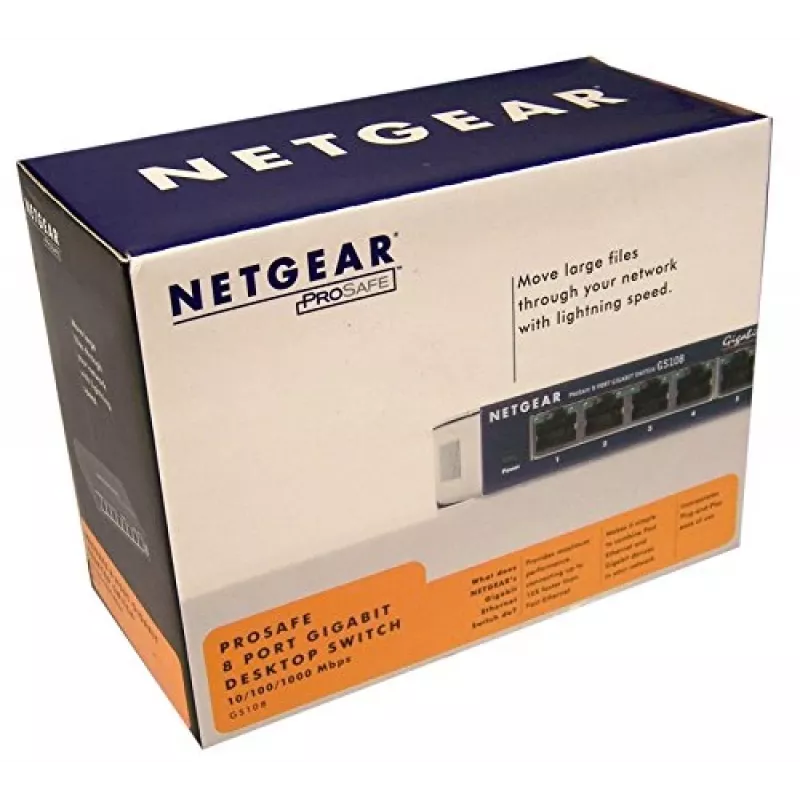 Nepārvaldīts slēdzis NETGEAR GS108GE, 8 porti, Gigabit Ethernet, 16 Gbit/s