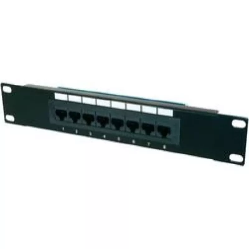 Plāksnes panelis 8 porti, Cat5e, U/UTP, 1U, melns (komplekts)