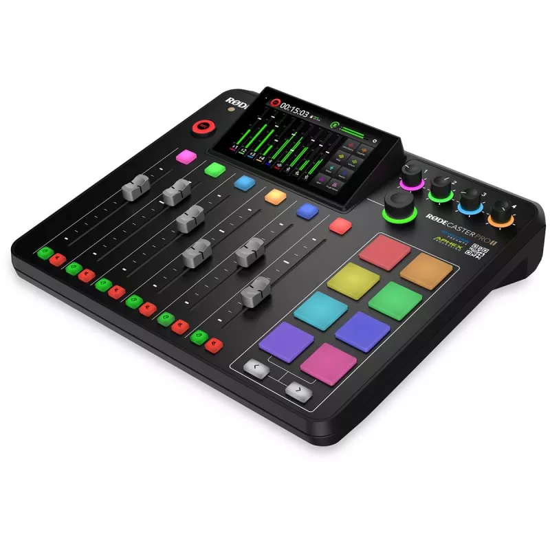 RØDE RØDECaster Pro II podkāstu producēšanas studija, XLR, jack, USB-C, melna