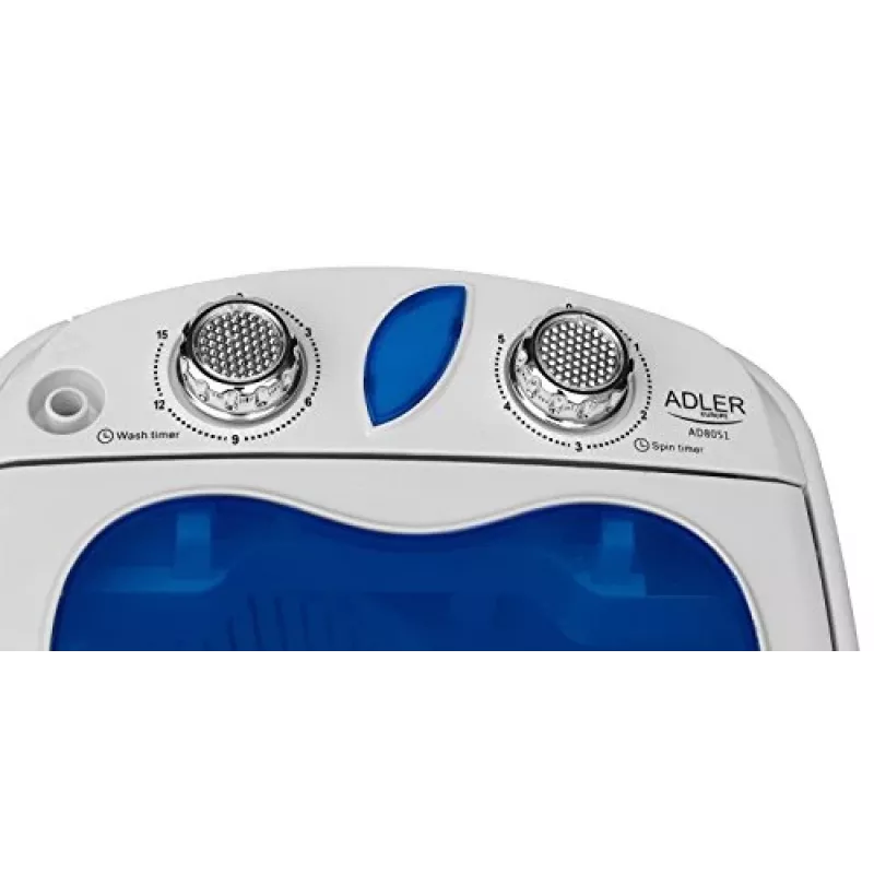 Adler AD 8051 veļas mašīna, augšējā ielāde, 3 kg, balta/zila