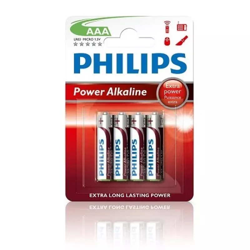 Philips Power Alkaline AAA baterijas, 4 iepakojums