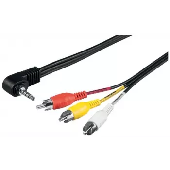 Wentronic Goobay 3,5 mm jack/RCA adaptera kabelis, 1,5 m - 3,5 mm ligzda (4-pinu, stereo) 90° > 3x RCA spraudnis (50209)