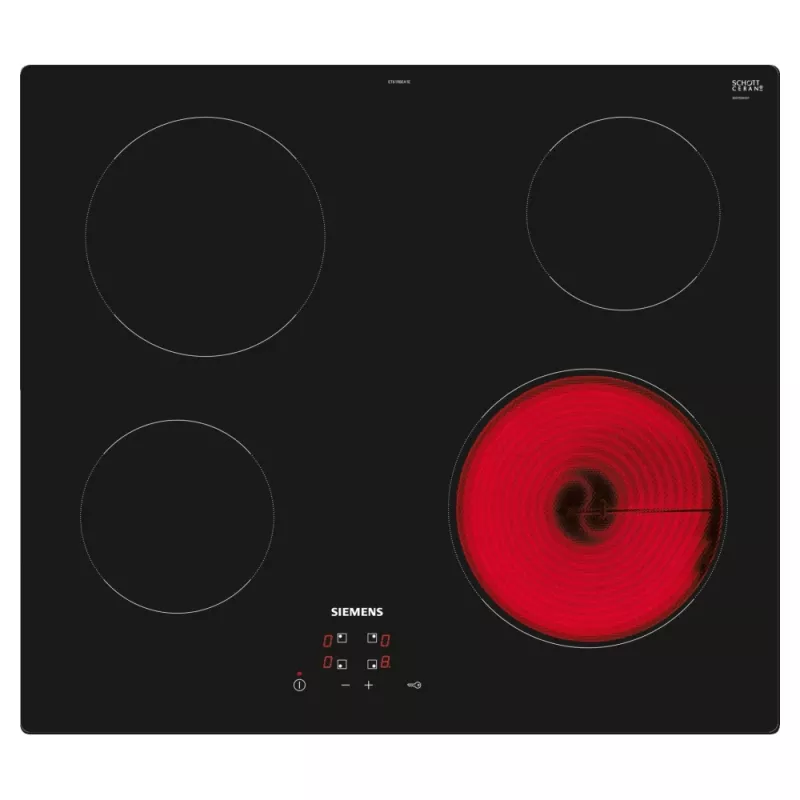 Siemens iQ100 ET61RBEA1E iebūvējamā elektriskā keramiskā plīts virsma, melna, 60 cm, 4 zonas
