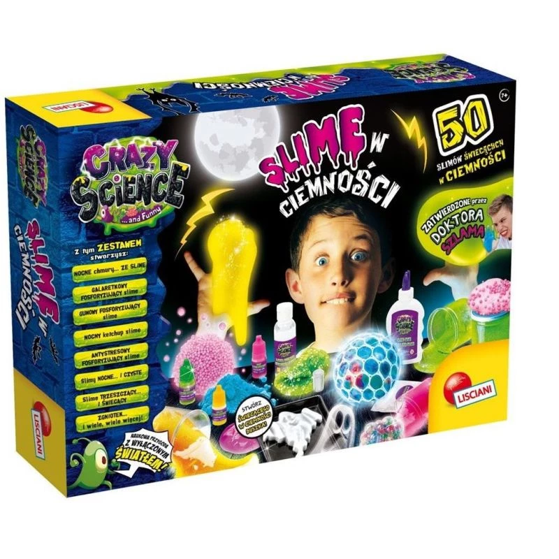 Zinātnes komplekts Liscianigiochi Crazy Science Slime in the dark 304-PL89239 — spīdošs gļotu eksperimentu komplekts