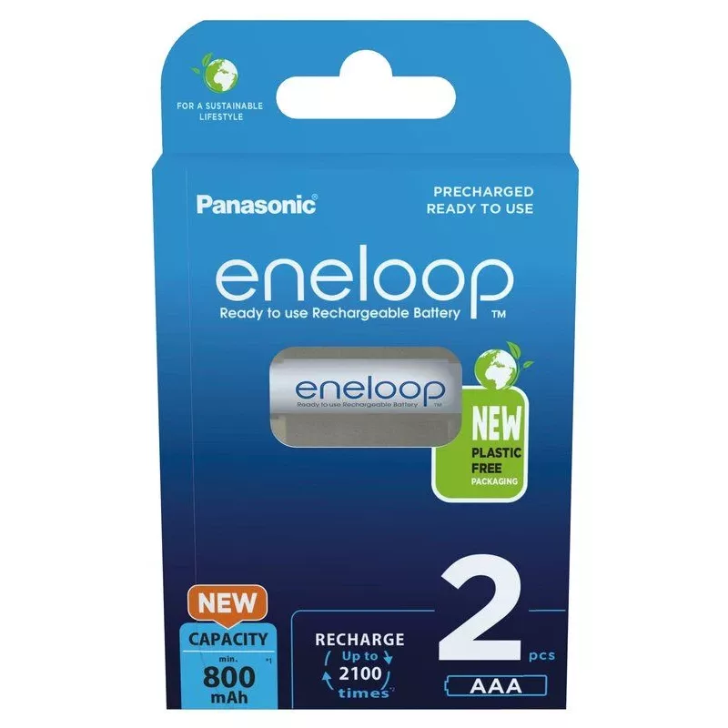 Panasonic Eneloop AAA 800 mAh uzlādējamās baterijas, 2 gab. (BK-4MCDE/2CP)